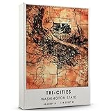 Tri Cities Map Poster, Washington State Map Art
