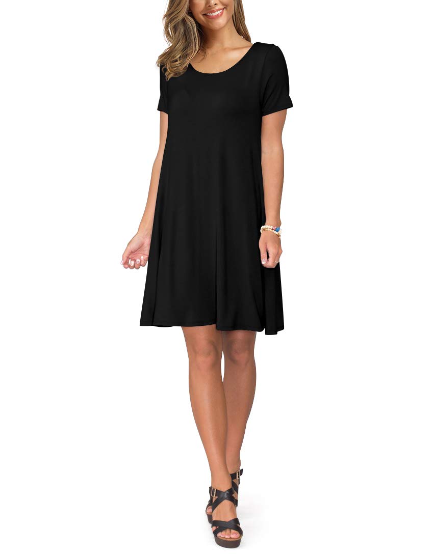 KORSIS Women's Summer Casual T Shirt Dresses Short Sleeve Swing Dress
