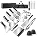 BBQ Grill Tool Set, BBQ Accessories in Storage Case, Barbecue Grilling Utensils for Flat Top Cooking Tailgating, Upgraded Fish Spatula & Scraper
