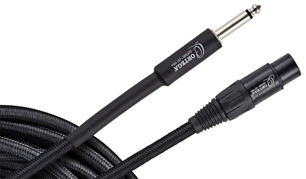 Ortega Guitars Economy Series Jack - Microphone Cable - XLR Female - Length 3 m - Straight and XLR - Nylon, Black (OECM-10JX)