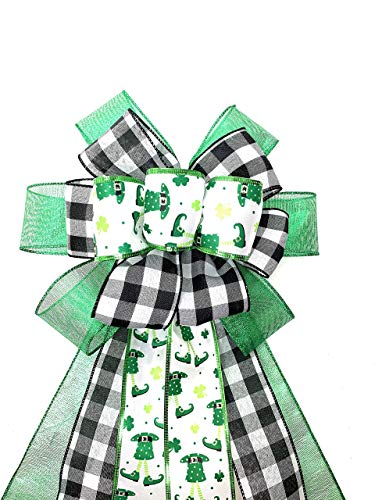 St. Patrick's Day Bow, Saint Patrick Day Wreath Bow, Shamrock lantern bow, Irish day swag bow, Green Bow, Wreath making