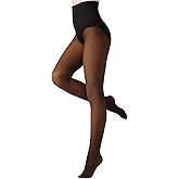 Aaronano Womens Fleece Lined Tights Control Top Triangle Crotch Thermal Leggings Fake Translucent Warm Stockings