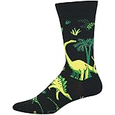 Socksmith Men's Scenic Dinos Crew Socks, Black