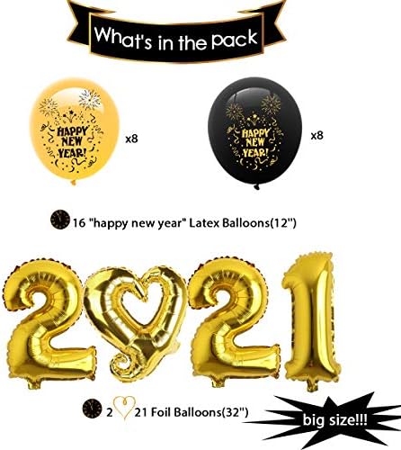 New Years Eve Celebration Provides 2021 – New Years Celebration Decorations Pack, Together with a Completely happy New 12 months Banner, 40 Latex Balloons, 10 Confetti Balloons, 8 Foil Balloons, 6 Pom Poms, 15 Tissue Tassels, 2 Ribbons, 10ft Rope, Big 2021 Foil Balloons