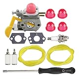 Hipa C1U-W24 545081808 Carburetor + Tune Up Kit Spark Plug for Poulan Featherlite Weed Eater FL20 FL20C FL23 FL25 FL26 FL26C FX26 FX26S FX26SC SST25 SST25C String Trimmer Brushcutter