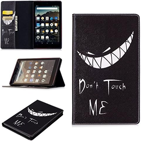 Fire HD 8 Tablet Folio Case,LaoTzi Premium PU Leather Heavy Duty Anti-Shock Rubber Protective Cover for Fire HD 8 Tablet (8" Tablet, 7th Generation - 2017 Release) - Bad Smile [Don't Touch Me]