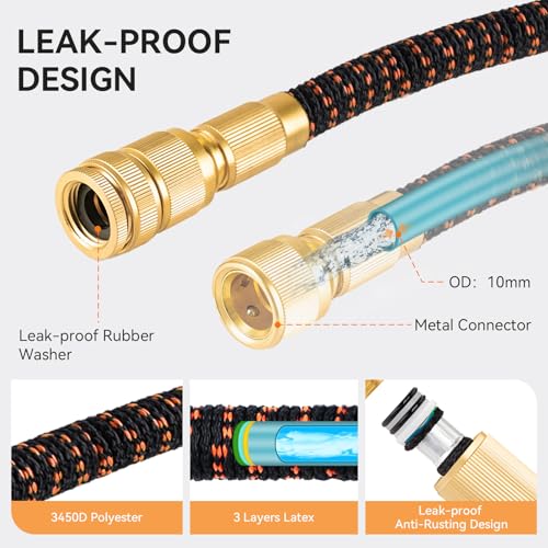 Yofidra Hose Pipe 50FT, Expandable Garden Hose with 10 Function Spray Nozzle, 3/4" & 1/2" Quick Connectors, Flexible Water Hose No-Kink, Lightweight Hosepipe for Garden, Car Washing Outdoor Cleaning