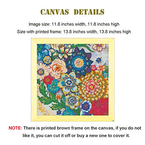 Diamond Painting Kits for Adults, 5D Full Drill Round Gem Paint Kit by Numbers, Flower Arts Craft for Home Wall Decor(Multi-Color, 11.8Wx11.8L)