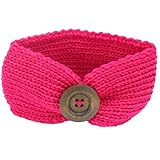 DaySeventh Baby Knitting Infant Kids Girl Button Headbands Head Wrap Knotted Hair Band (Hot Pink)
