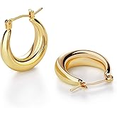 LILIE&WHITE Chunky Gold Hoop Earrings for Women Cute Fashion Hypoallergenic earrings Minimalist Jewelry Gift
