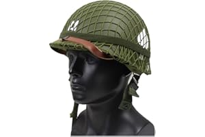 WXKHV WWII US Army M1 Green Helmet Replica with Net/Canvas Chin Strap DIY Painting