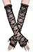 Pair Wedding Feminine Fingerless Arm Warmer Elbow Length Lace Gloves - Black