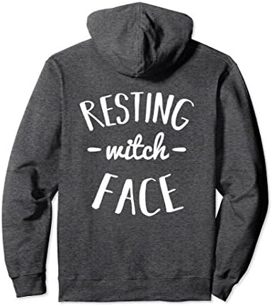 Unisex Resting Witch Face Hoodie Large Dark Heather