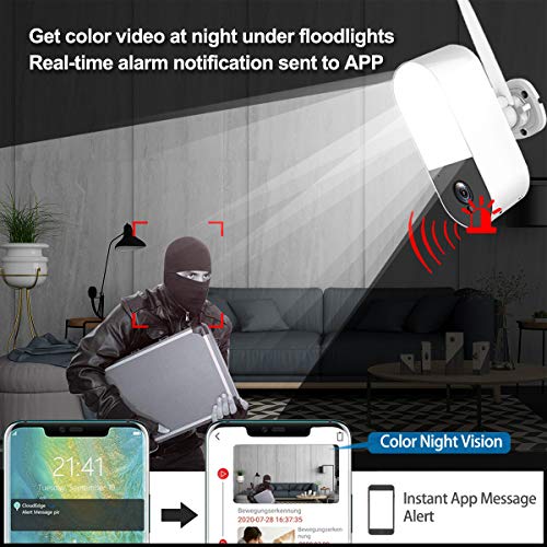 [2021 Newest] Floodlight Security Camera Outdoor Wireless,WESECUU 3MP