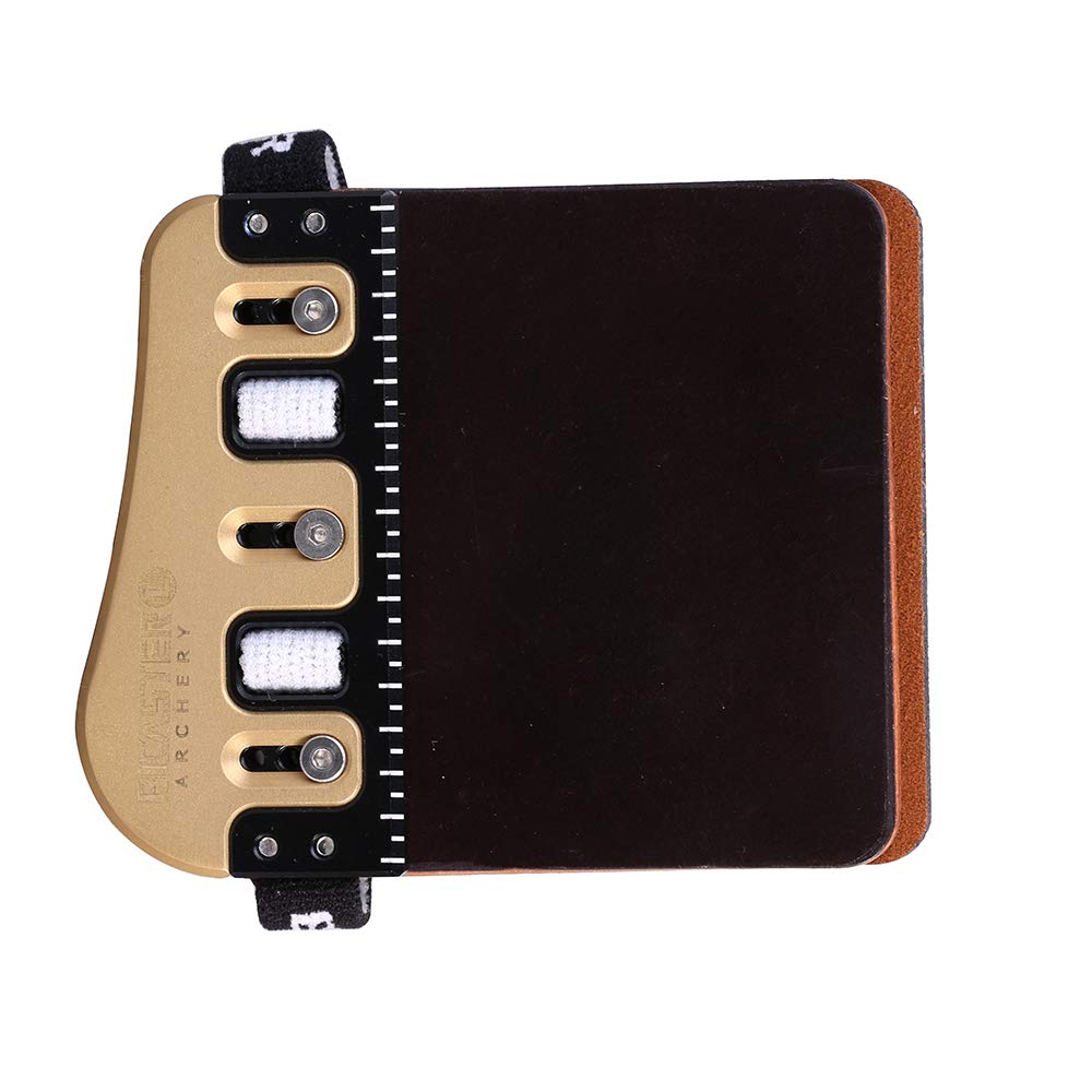 BICASTER Barebow Finger Tabs Cordovan Leather + Brass Finger Guards String Walking Left Hand (Large)