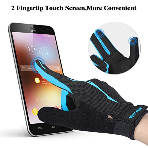 WESTGIRL Full Finger Cycling Gloves for Men Women, Touch Screen Silicone Gel Pad Shock-Absorbing Anti-Slip Breathable Sports Gloves for Running, Climbing, Hiking, Training