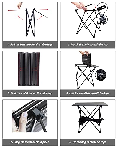 MSSOHKAN Camping Table Folding Portable Camp Side Table Aluminum Lightweight Carry Bag Beach Outdoor Hiking Picnics BBQ Cooking Dining Kitchen