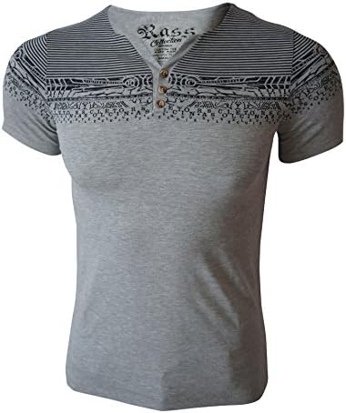 Rass Collection MFL-2676 Henley T-shirt - Men's Tee Shirts Gray