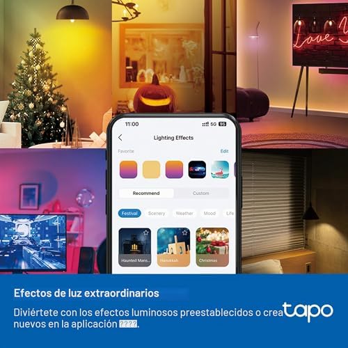 Lâmpada WiFi, lâmpada LED multicolorida E14 2500K-6500K, regulável 40W 470Lm, funciona com Alexa, controlo por voz, poupança de energia, L430C.