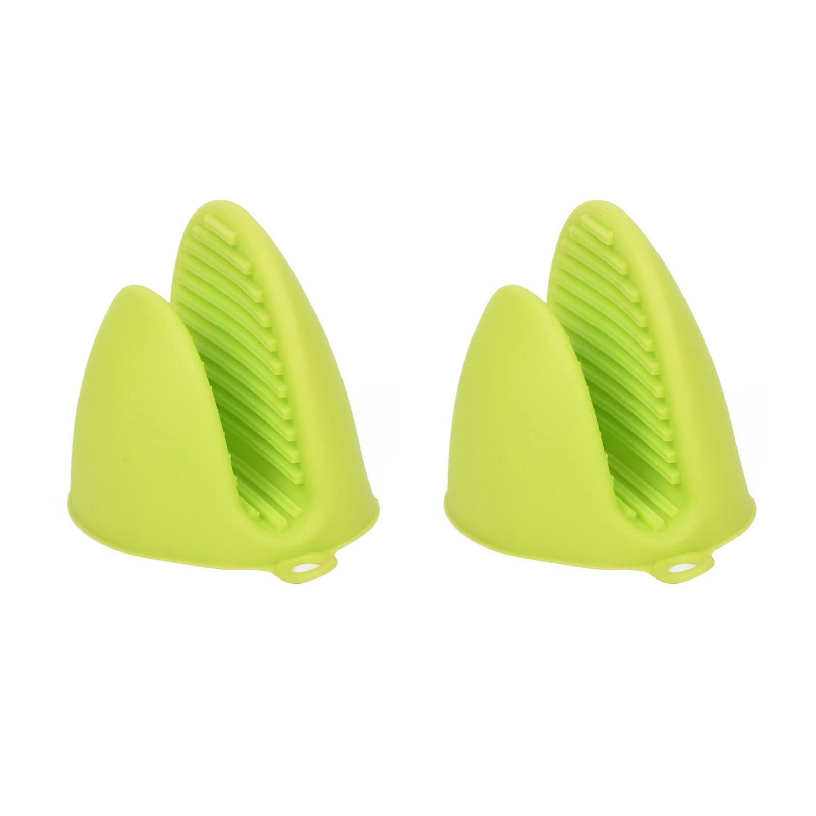 2 Pcs Silicone Oven Gloves - Heavy Duty Heat Resistant Kitchen Gloves for Baking, Cooking & BBQ, Non-Slip Grip Oven Mitts with Hanging Loop (Green)