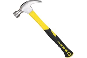 Caiqicome Yellow 11 oz Straight Rip Claw Hammer with Smooth Face Shock Reduction Grip Hammers Tools One Piece Forged Nail Hammer for House DIY