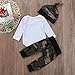 3PCS Newborn Baby Boys Cute Little Brother Romper+Camouflage Pants+Hat Outfits Set (0-6 Months, A1-camo)