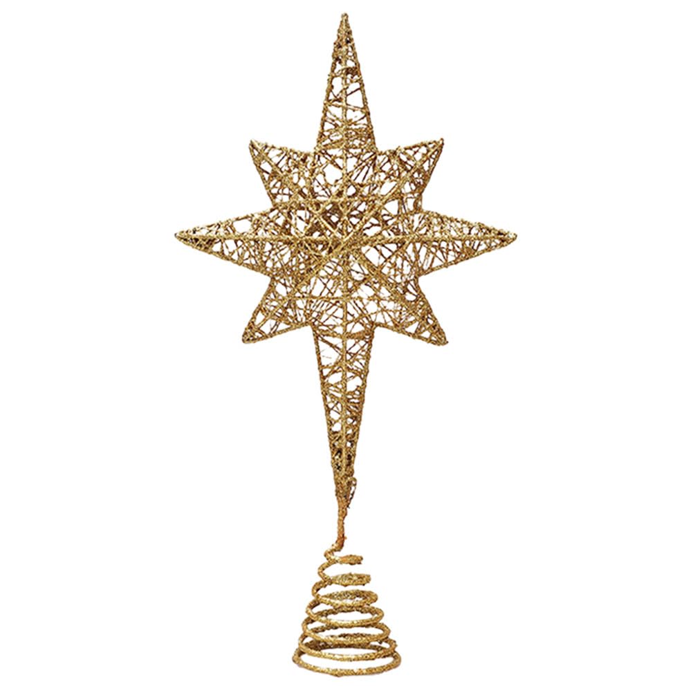 FRCOLOR Golden Christmas Tree Star Tree Topper Bethlehem Star Treetop 7 Pointed Glitter Treetop Christmas Tabletop Decoration For Holiday Party Winter Home