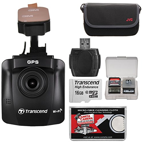 Transcend DrivePro 230 1080p HD Wi-Fi GPS Car Dashboard Video Camera with Adhesive Mount & 16GB Card + Case + Reader + Kit