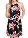 DREAGAL Women's V Neck Boho Floral Print Casual Sleeveless Short Dress