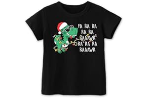 QUAINTEE Toddler Christmas Shirts, Happy Christmas T Shirts for Boys Girls Kids, Ages 2-6, Santa, Snowman, Trees, Dinosaur...