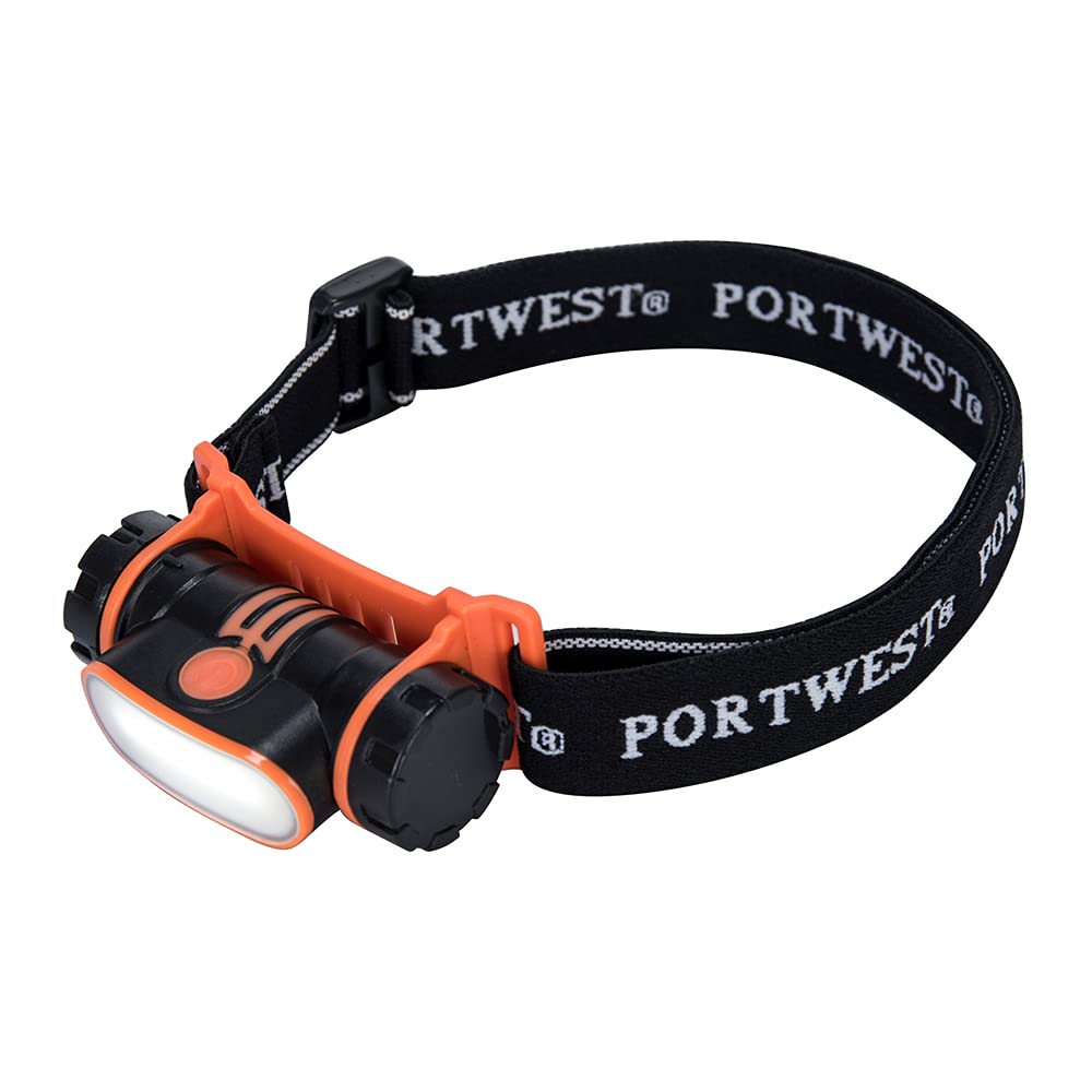 Portwest USB Rechargeable LED Head Light, Color:Orange/Black, Size:One Size, PA70BKR
