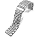 Hstrap Stainless Steel Watch Band 18mm 20mm 22mm 24mm Solid Mesh Watch Bands Silver Black Metal Watch Bracelet Deployment Buckle Brushed Polished Strap for Men Women