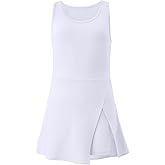 Little Girls Golf Tennis Sports Round Neck Sleeveless Athletic Active Dress with Safety Shorts and Pockets