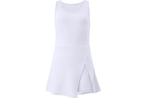 LIONJIE Little Girls Golf Tennis Sports Round Neck Sleeveless Athletic Active Dress with Safety Shorts and Pockets