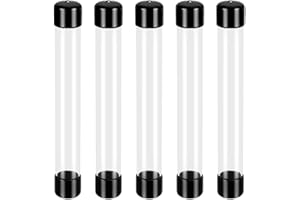 AHANDMAKER 5Pcs Clear Rigid Plastic Tubing with Caps, 8 Inch/205mm Length Round Plastic Tubing, ID 0.91Inch Portable Storage Tube Polycarbonate Tube for Incense Sticks Beads Item Storage