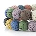 BEADNOVA 10mm Color Lava Beads Natural Crystal Stone Gemstone Round Loose Energy Healing Beads for Jewelry Making (10mm, 32-34pcs, Mix Color)