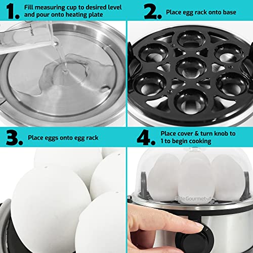 Elite Gourmet EGC648 Rapid Egg Cooker, 7 EasyToPeel, Hard, Medium