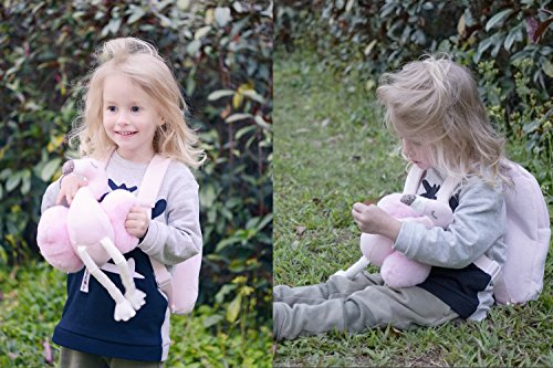 Toddler Backpack-TALENTBABY Kids Backpack With Leash Safety Harness and Detachable 3D Cartoon Animals Toy Preschool Backpack for Lunch Bag designed for 1-6 years old Girls Boys(Pink Flamingo)