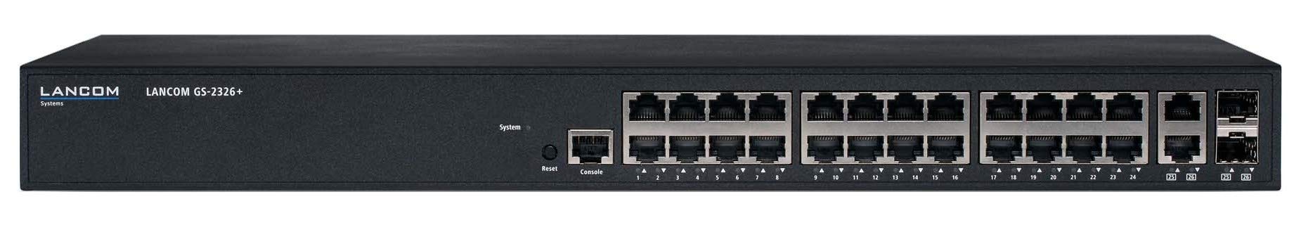 Lancom GS-2326+, Managed Layer 2 Switch with 26 Ports, 24 Gigabit Ethernet Ports, 2 Combo Ports Ethernet/SFP (10/100/1G), 52Gbps Throughput