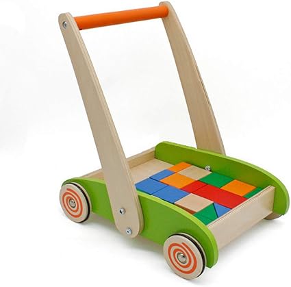 baby walker with bright wooden blocks