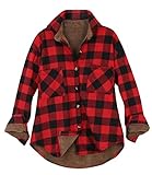 ililily Women Plaid Buffalo Checkered Sherpa Lined Flannel Shirt Trucker Jacket