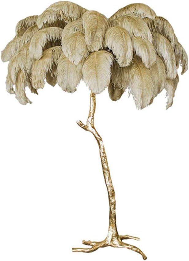 Nordic Ostrich Hair LED Floor Lamp Bedroom Living Room Hotel Through Floor Light Lighting Copper Stand Lamps Lampadaire Fixtures,Dark Gray