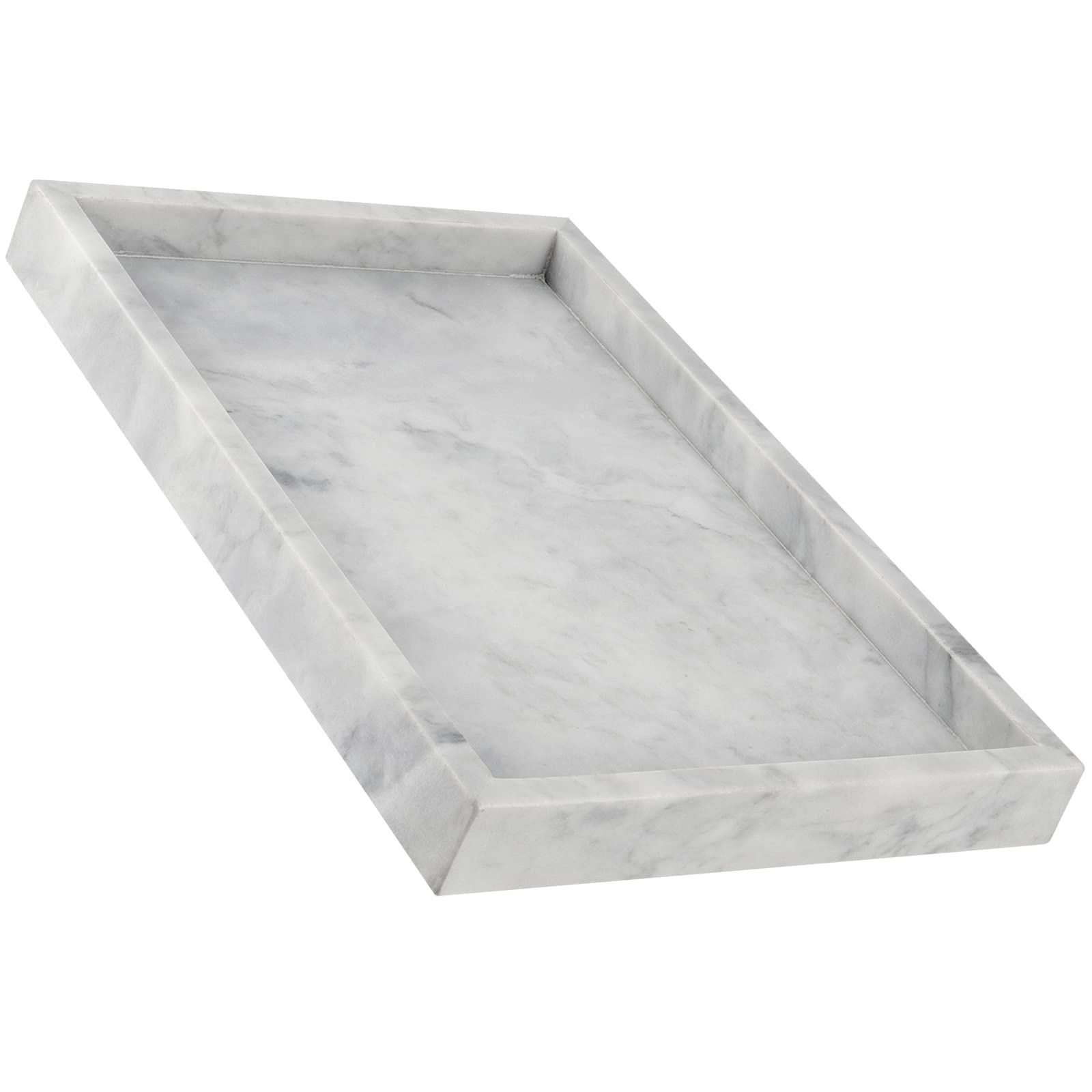 MUKCHAP Rectangle Marble Bathroom Tray, 30 x 20 x 3cm Marble Vanity Tray Marble Storage Plate Tray for Dressers