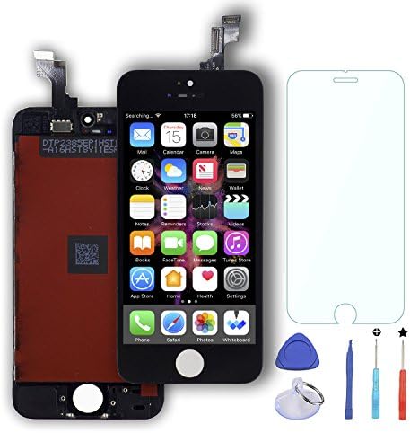 iPhone 5s Screen,DAMPO Replacement LCD Display Touch Screen Digitizer Frame Assembly Full Set for iPhone 5s 4.0"(Not for iphone 5)with Tool Kits and Glass Screen Protector-Black
