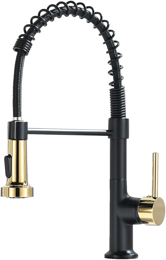 GIMILI Kitchen Faucet with Pull Down Sprayer Commercial Single Handle Lever Spring Kitchen Sink Faucet Brushed Nickel - - 