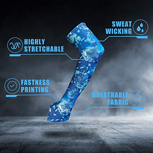 Palmyth Fishing Arm Sleeves Arm Warmers Men Women Sun Protection Cooler Sports Running Golf Cycling Basketball Driving Long Arm Cover Sleeves (Blue Camo, L)