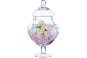 Stella Baicø Clear Glass Apothecary Jars, Heart Shape Candy Jars wiht Lid, Small Candy Canisters, Decorative Jar for Wedding 