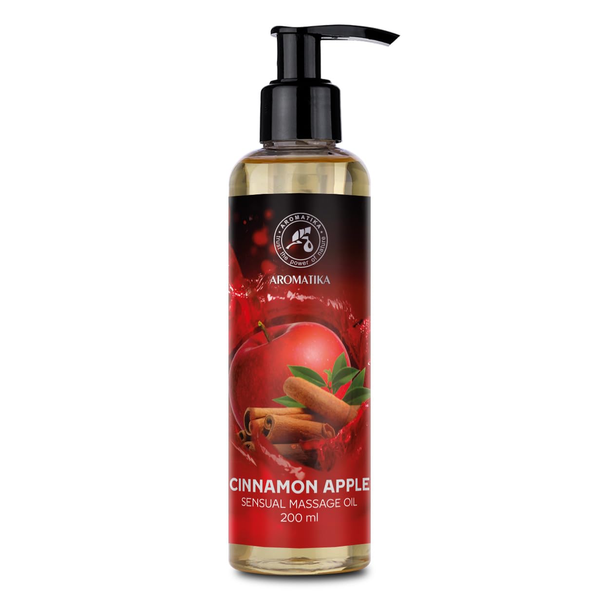 AROMATIKA Sensual Massage Oil for Couple 200ml – Cinnamon – Edible & Kissable Body Oil for Him & Her – Romantic Gift for Couples – Relaxing Warming Massage Oil for Date Night & Spa at Home