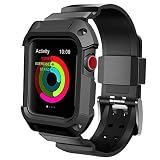 UMTELE Compatible with Apple Watch Case with Band 42mm, Rugged Protective Case with Sport Bands Replacement for Apple Watch Series 3/2/1 42mm Black