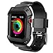 Compatible with Watch Case with Band 42mm, Rugged Protective Case with Sport Bands Replacement for Watch Series 3/2/1 42mm Black